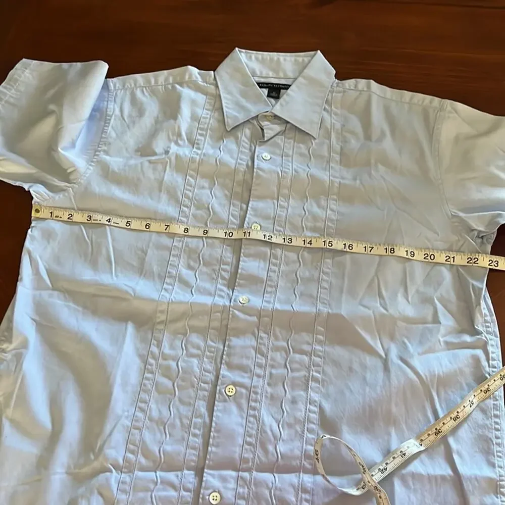 Banana Republic Mens M Light Blue Button Front Shirt Casual Embroidered
